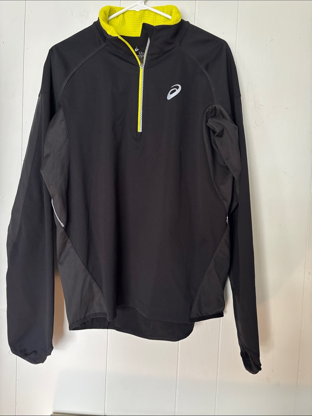 ASICS Black Performance Half-Zip Jacket with Neon Yellow Trim